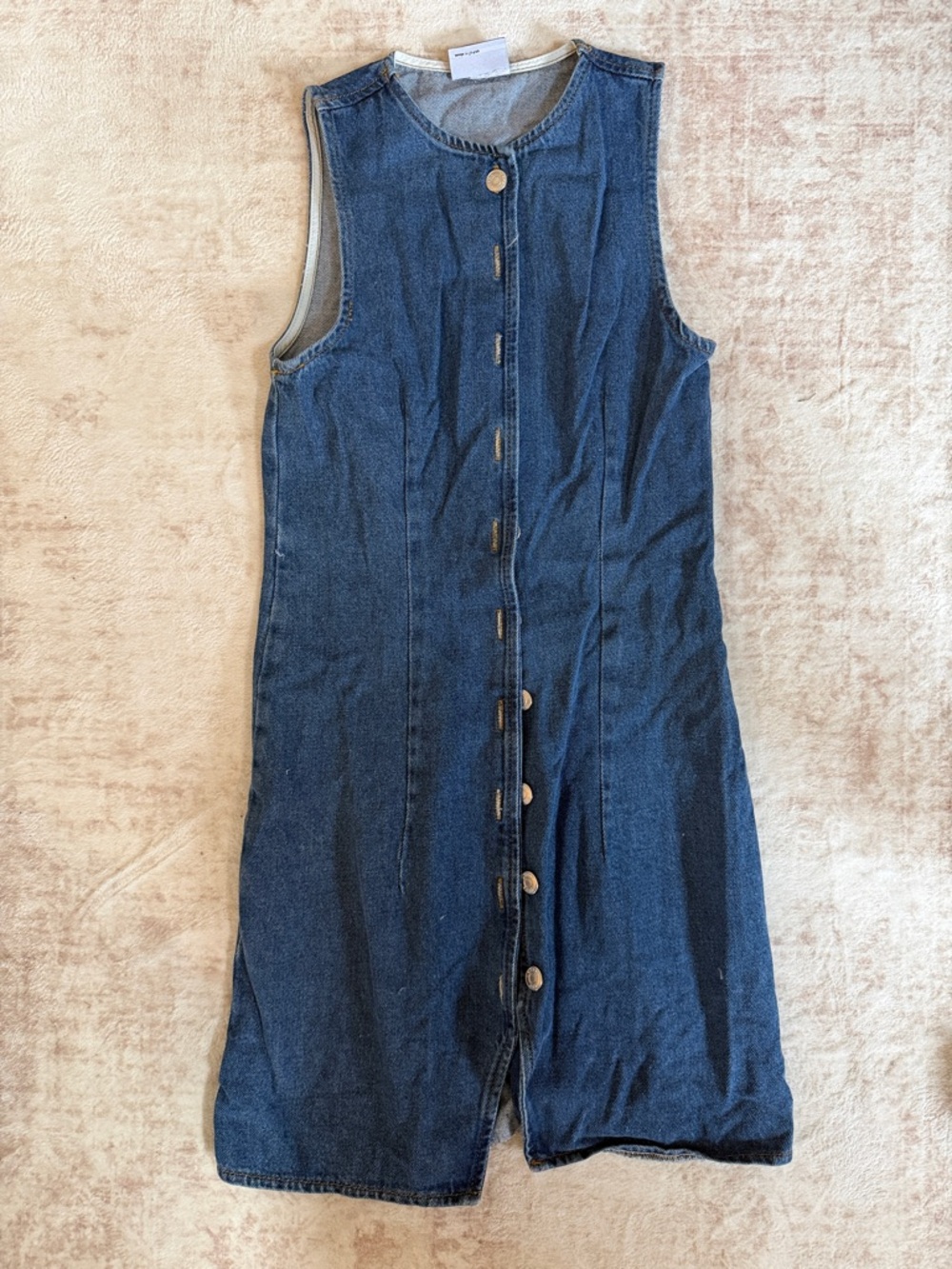 Zara Dark Blue Denim Button-Front Mini Dress